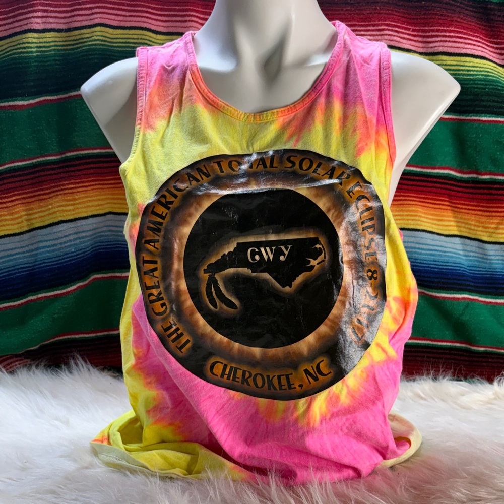 Pink and Yellow Tie-Dye Tank Top